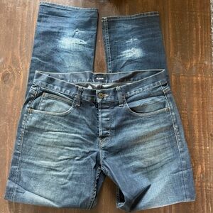 Hudson Distressed Dark Blue Denim Jeans 34x33